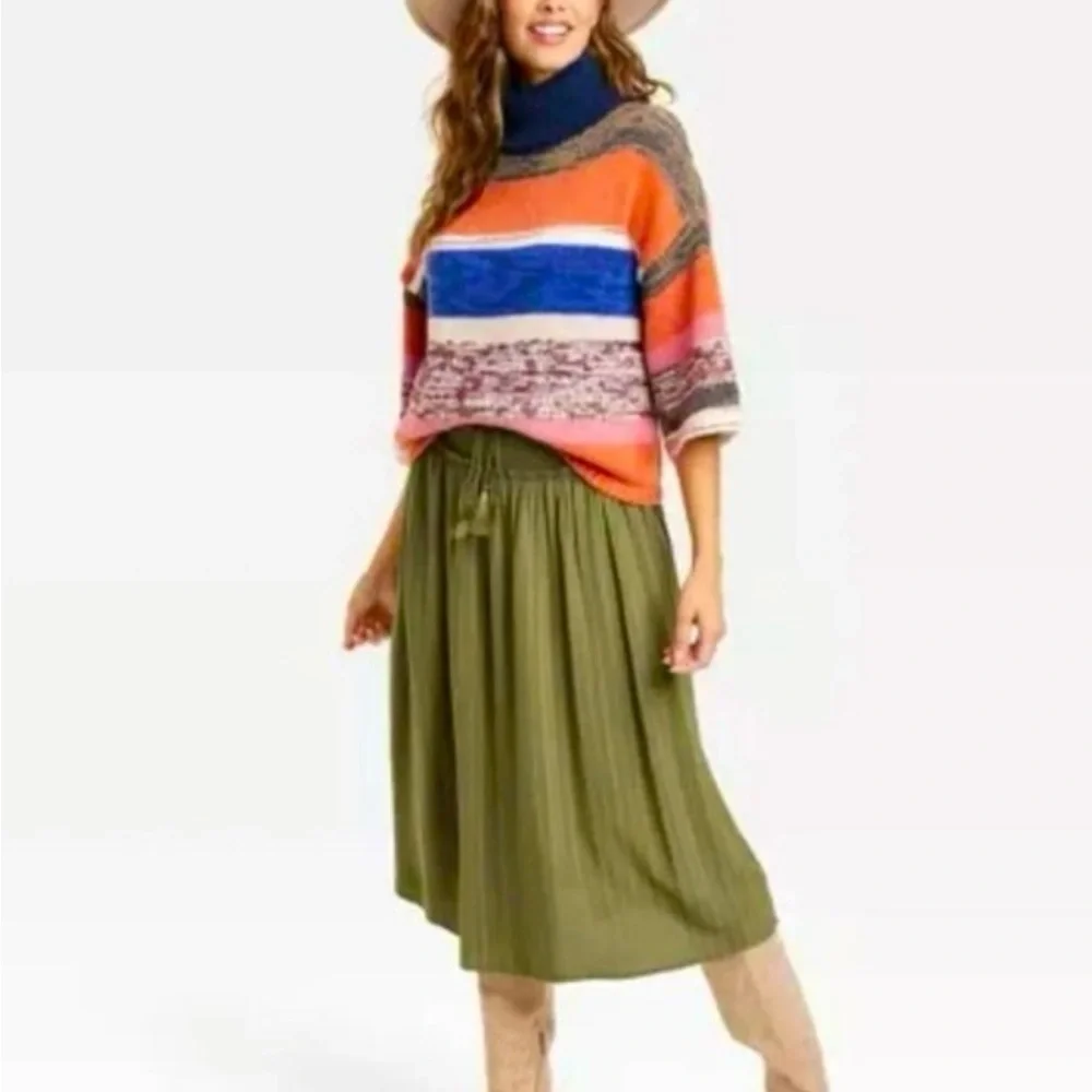 NWT, Knox Rose Cozy Colorful Striped Knit Turtleneck Sweater, Sz XS - Picture 3 of 16